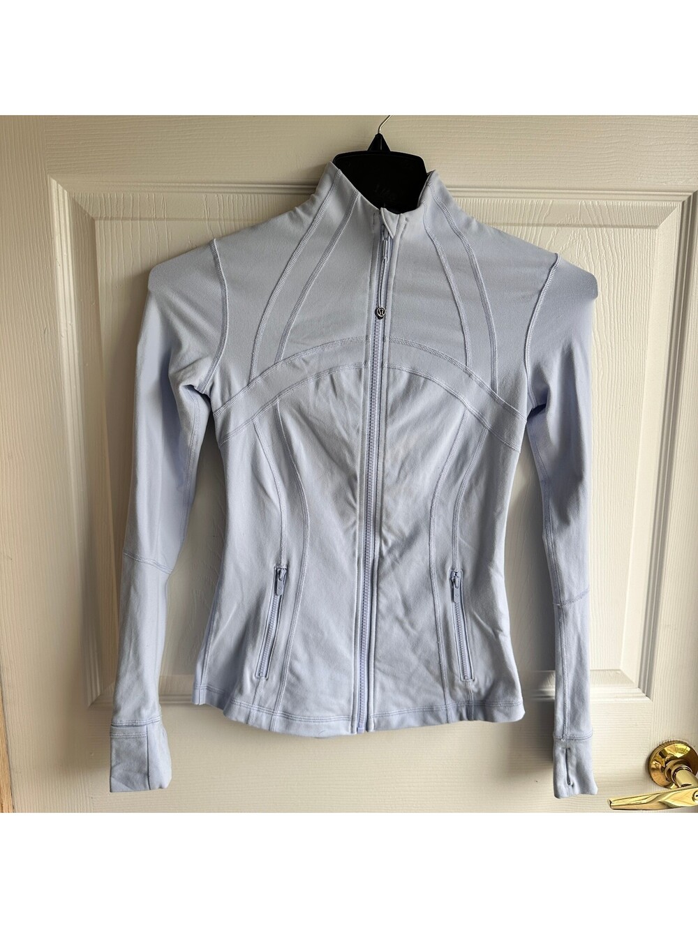 lululemon Define Style Jacket Serene Blue Full Zip Thumbhole Pockets Women's 4